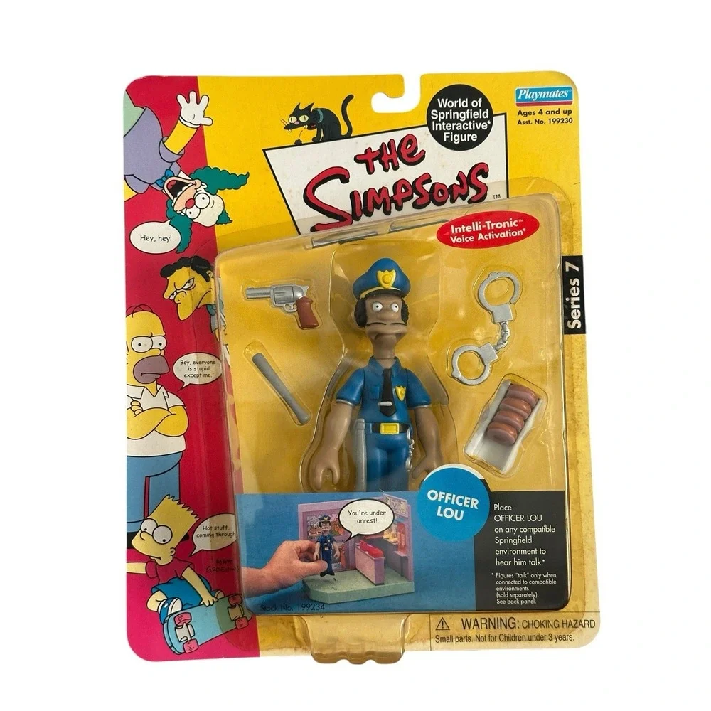 Simpsons Officer Lou Action Figure Series 7 Playmates‎ New Sealed Card Vintage